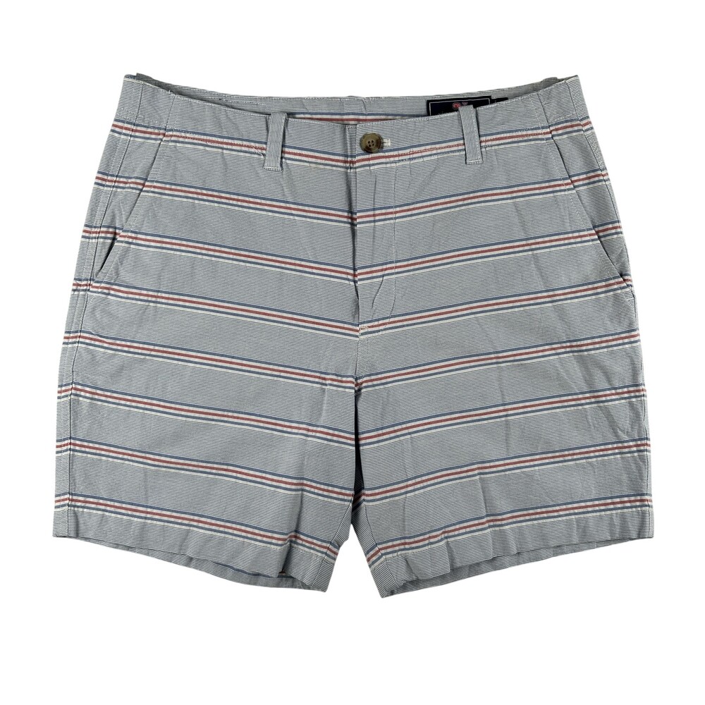 Vineyard Vines Shorts Mens 32 Blue Stripe Island Chino Stretch 7" Summer Preppy